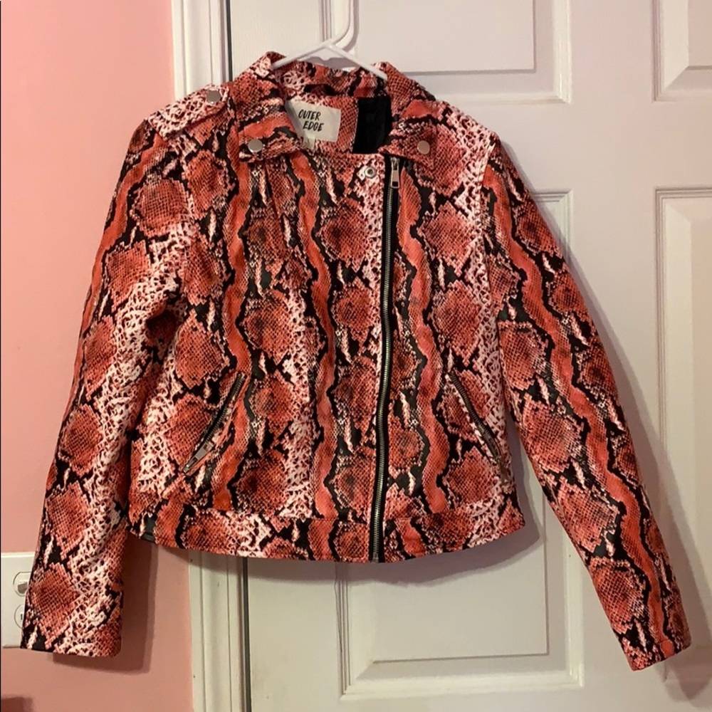 Snake print faux leather jacket